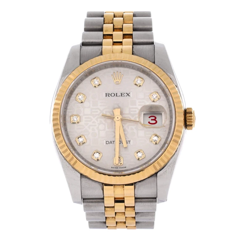 Oyster Perpetual Datejust Automatic Watch Stainless Steel and Yellow Gold with Diamond Markers 36