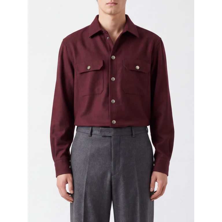 Surchemise en laine Brunello Cucinelli avec poches plaquées