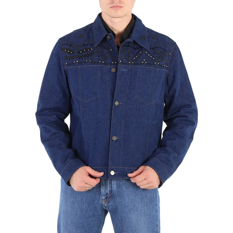 Mens Dark Blue Cotton Denim Jacket