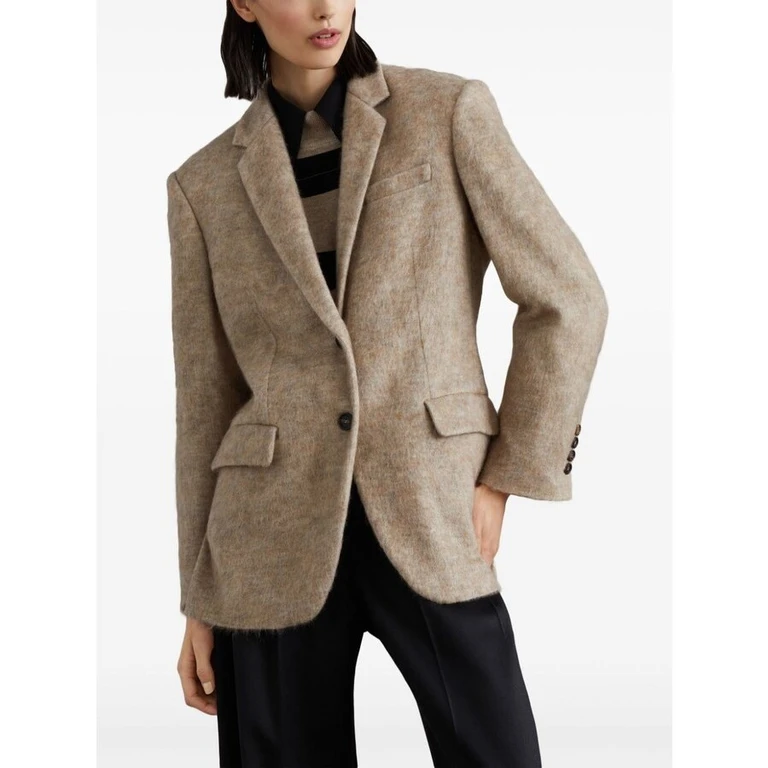 Women's Warm Brown Wool Blend Tailored Jacket