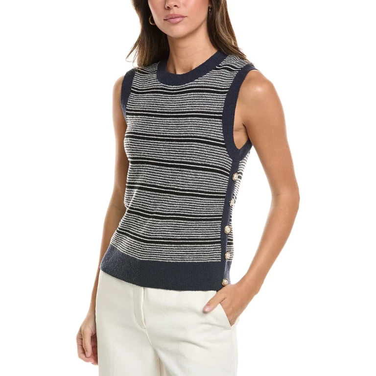 Crew Side Placket Wool-Blend Tank