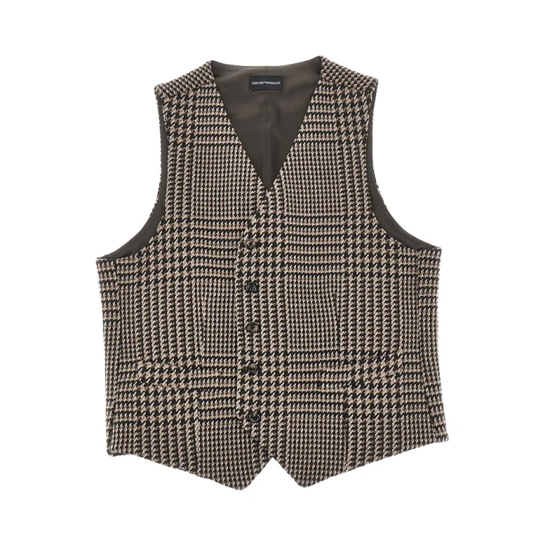 Houndstooth wool-blend vest Man 48