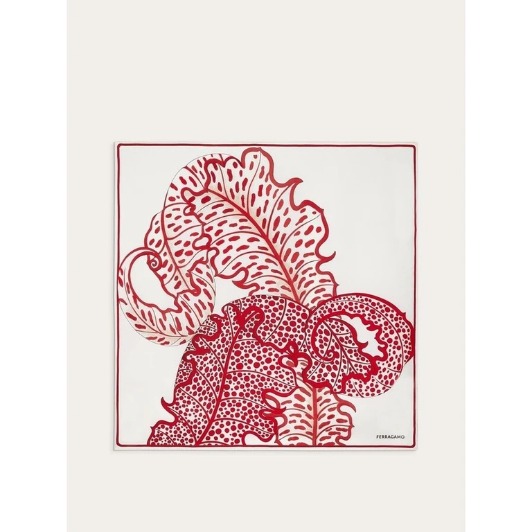 Womens White Red Silk Scarf