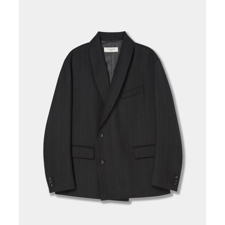 Shawl collar double-breasted blazer black