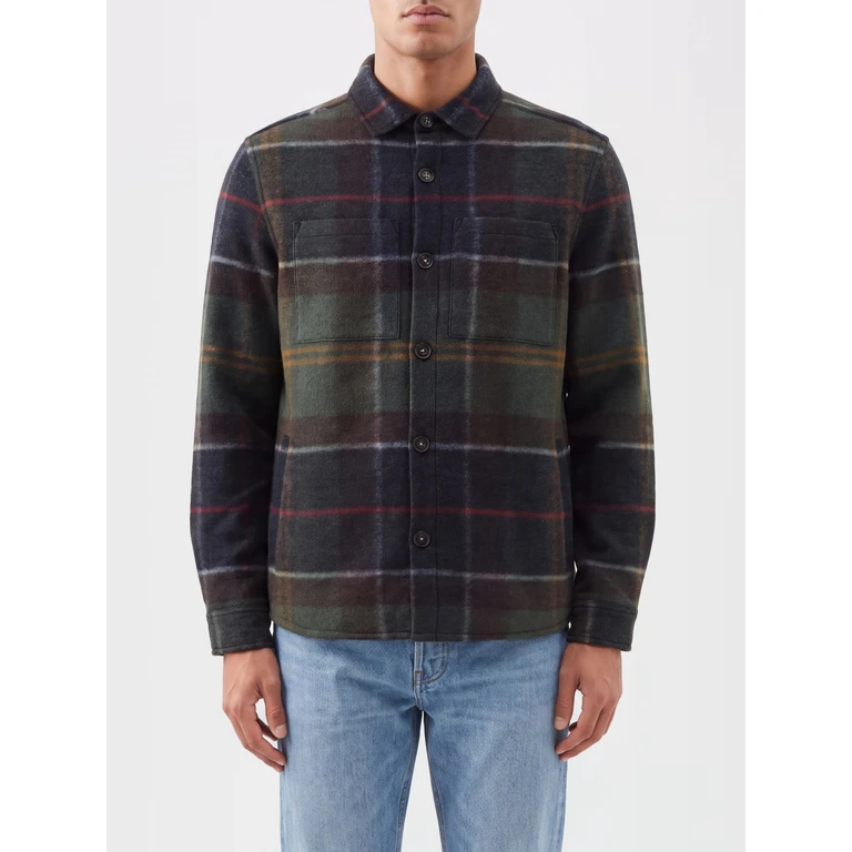 Woodlane Tartan Wool Blend Shirt Jacket with Patch Pockets (MOS0511TN11)