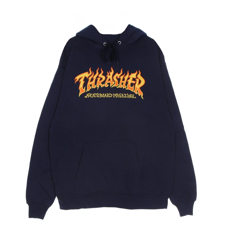 Men's Fire Logo Hood Navy Sweatshirt