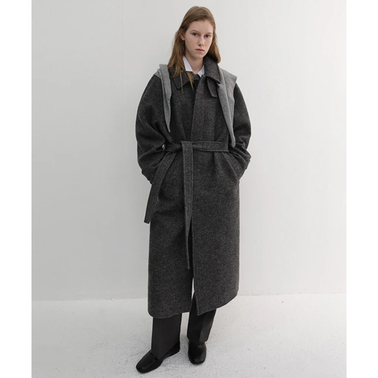 UNISEX RELAXED BALMACAAN COAT CHARCOAL GREY