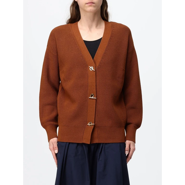 V-Neck Viscose Blend Cardigan with Dropped Shoulders (MK01S66E2FH3)