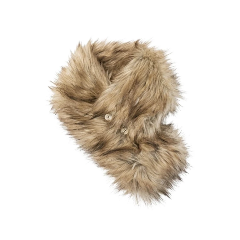 BUCKLEY Long Hair Faux Fur Buckle Scarf [Natural]