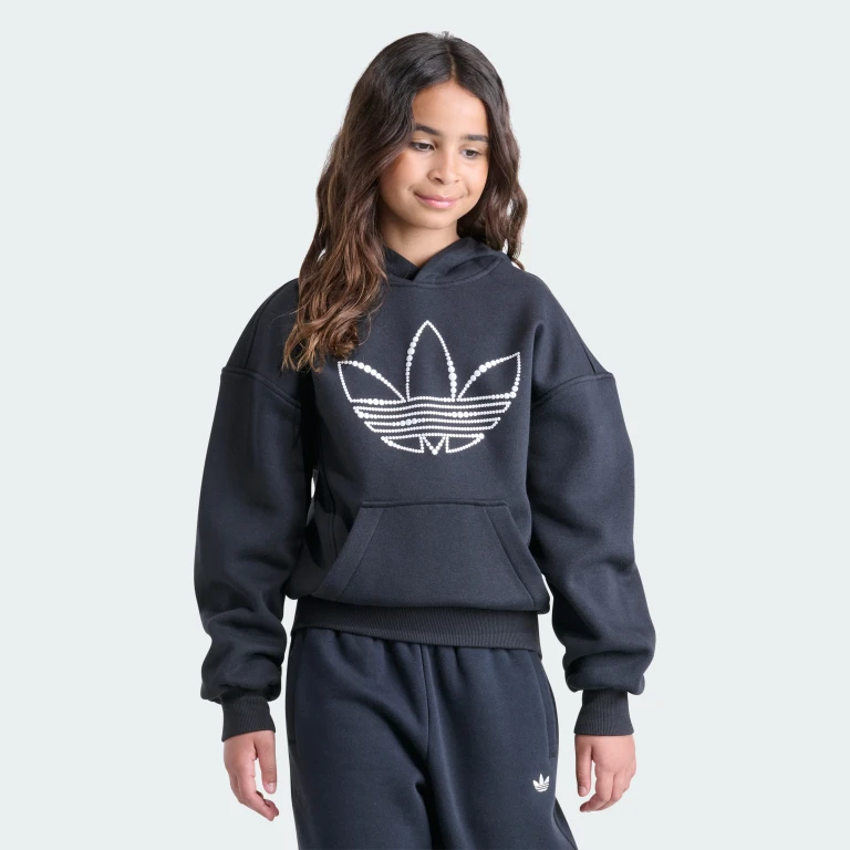 Girls' Long Sleeve Stud Fleece Hooded Pullover
