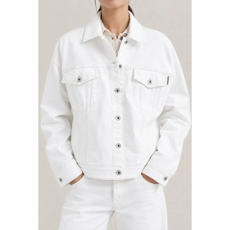 Women's Off White Boxy Denim Jacket