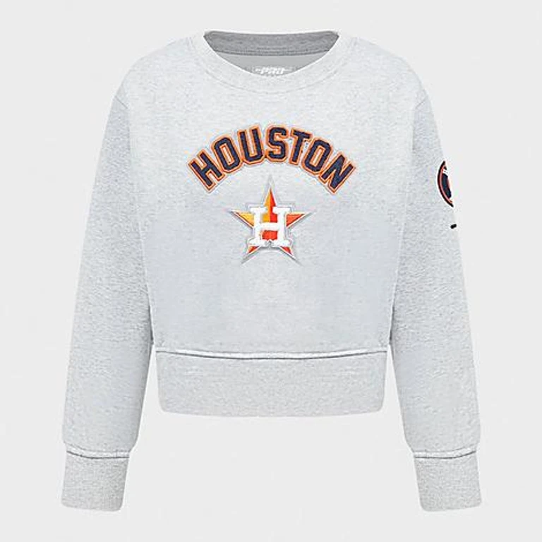 Pro Standard Girls' Toddler Houston Astros MLB Classic Fleece Crewneck Sweatshirt in Heather Grey Size: 2T