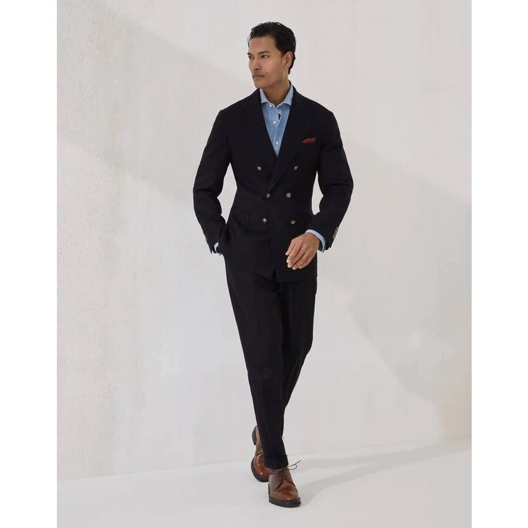Men's Black Wool Double Breasted Suit