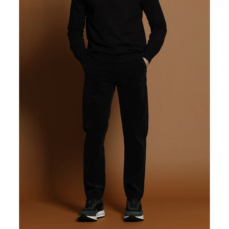 Navy Regular-Slim Fit Corduroy Pants