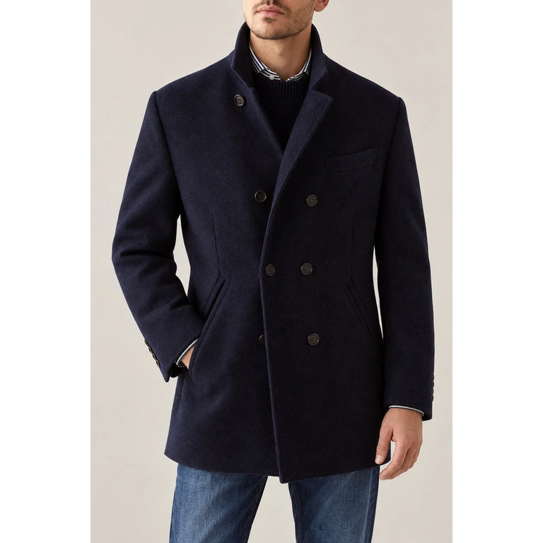 Mens Cobalt Wool Double Breasted Jacket