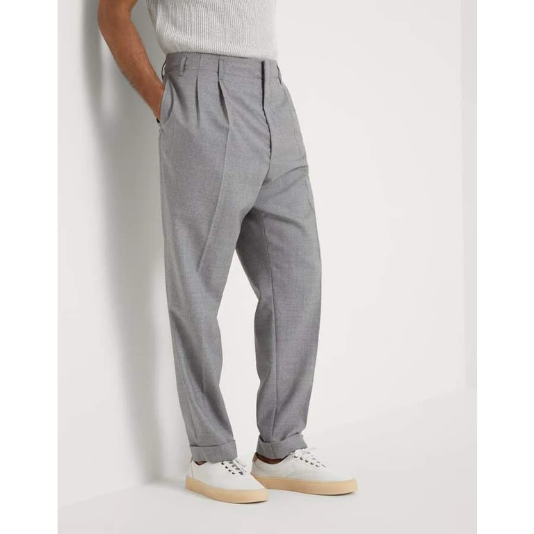 Men's Pearl Wool Pleated Trousers