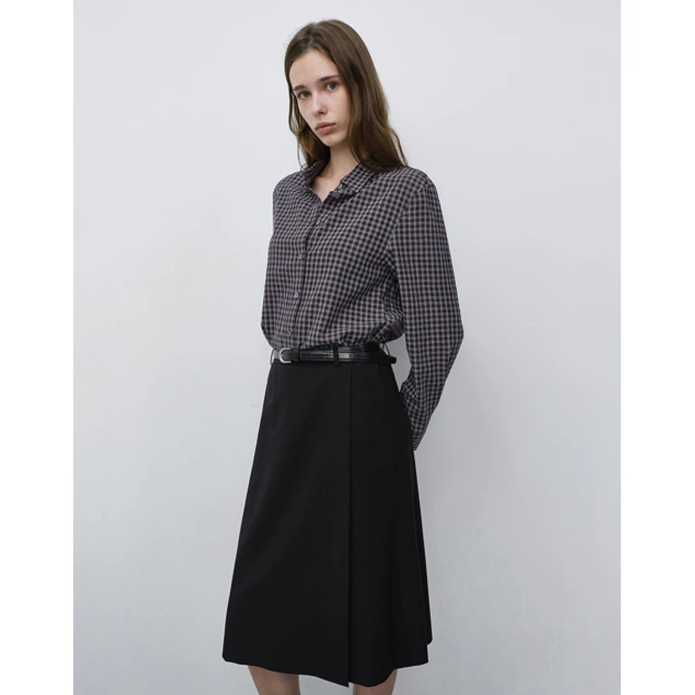 ESSENTIAL SLIM CHECKED SHIRT BROWN