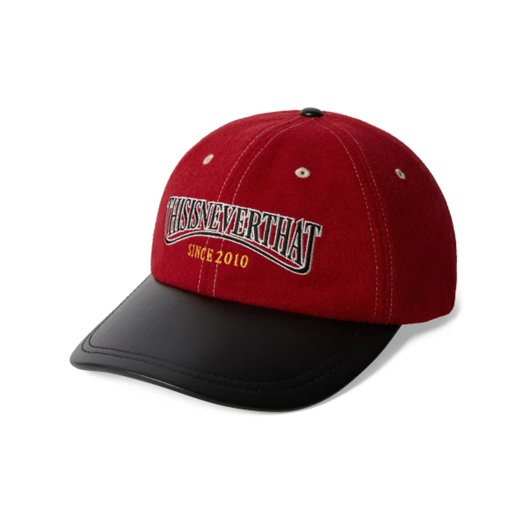 Visor Leather Cap Red