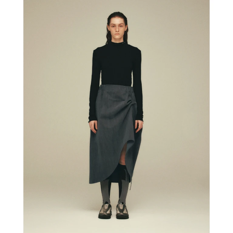 SHAPED COTTON SKIRT (Charcoal)
