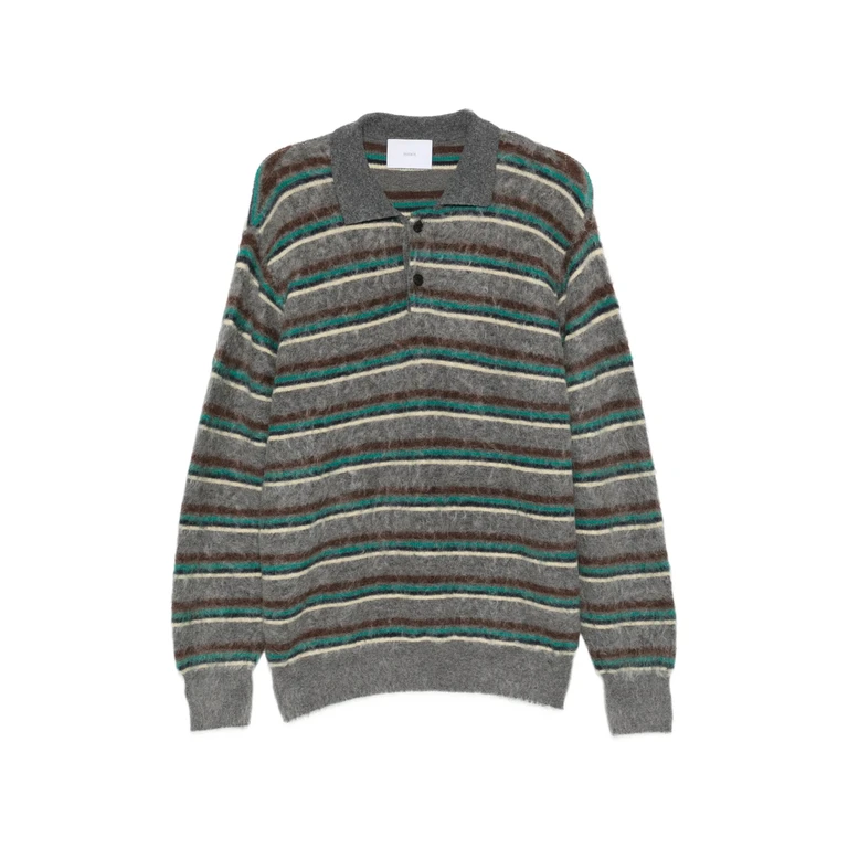 Striped Polo-collar Sweater