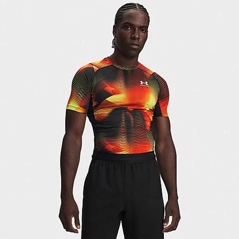 Under Armour Men's HeatGear Printed Training Top in Black/Multi Size: XS