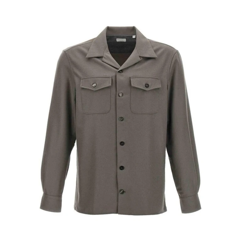 Mens Military Wool Button Front Shirt