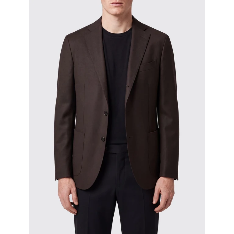Classic Single-Breasted Blazer in Pure Virgin Wool with Patch Pockets (N2902EFA00510492)
