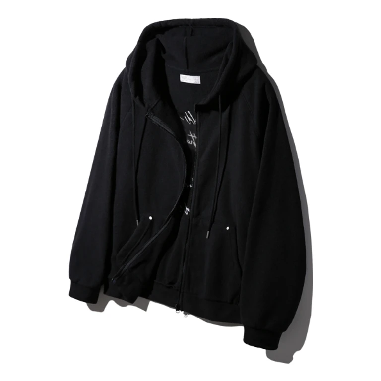 Back Lettering Fleece Hoodie Zip-Up BK8928_Black