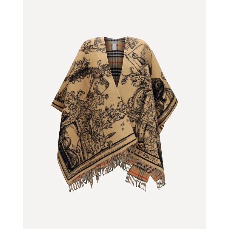 Wool Knight-motif Cape Female UNI
