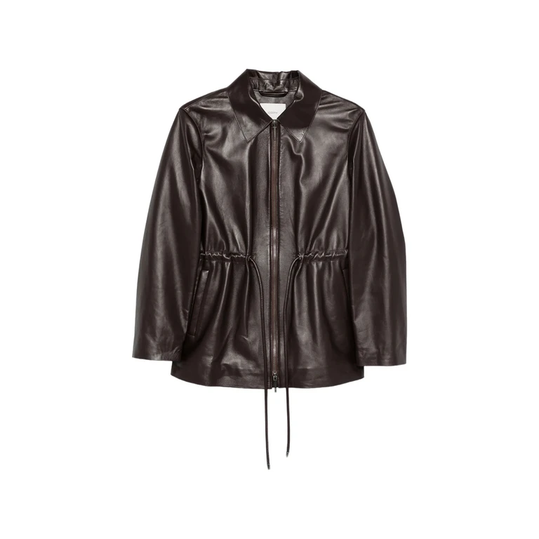 Drawstring Leather Jacket