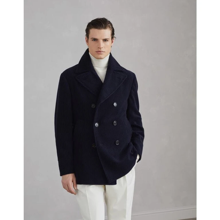 Men's Cobalt Wool Double Breasted Jacket