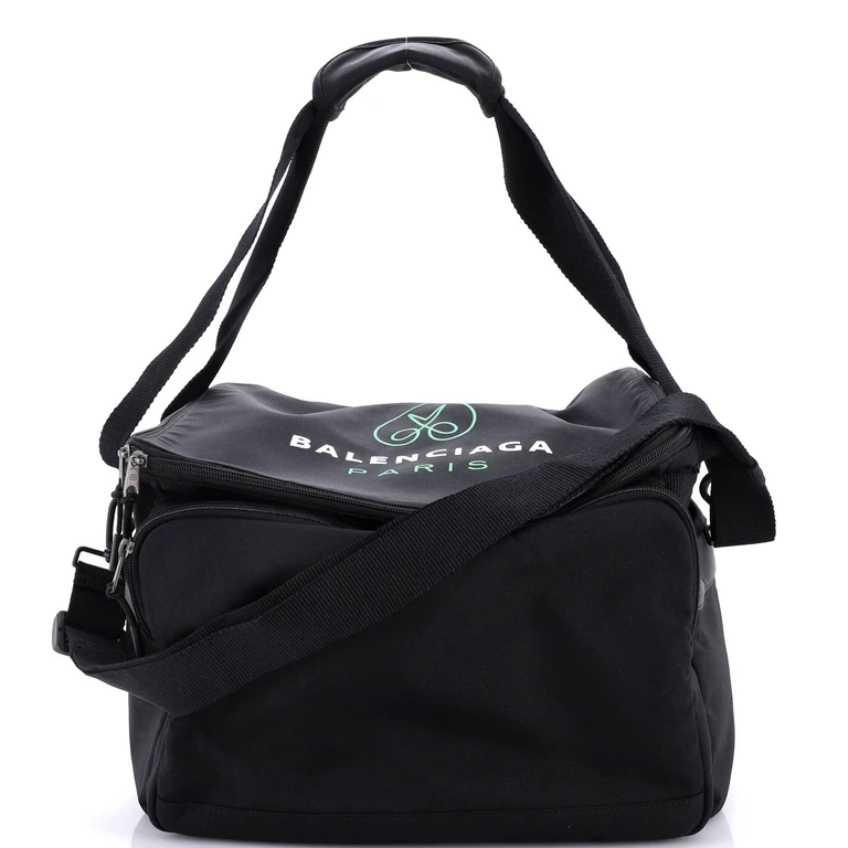 Logo Print Convertible Square Duffle Bag Recycled Nylon