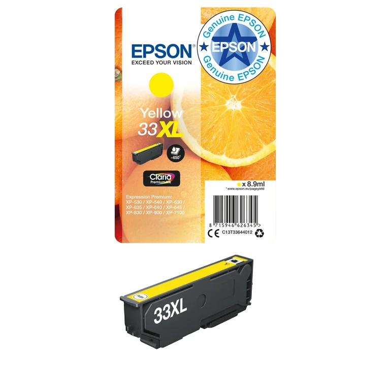Epson C13T33644012/33XL Ink cartridge yellow high-capacity. 650 pages