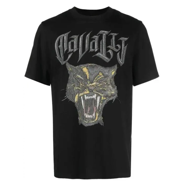 Panther Logo-Embroidered Cotton T-Shirt