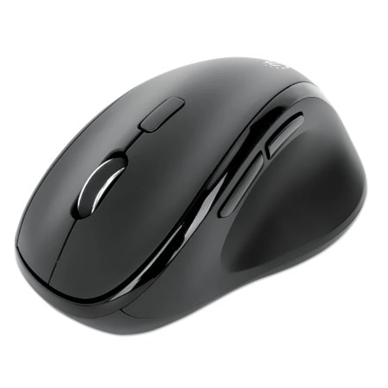 Ergonomic Wireless Mouse, Right Handed, Adjustable 800/1200/1600dpi, 2.4Ghz (up to 10m), Six Button with Scroll Wheel, Combo USB=A and USB-C receiver, Black, AA battery (included), Three Year Warranty