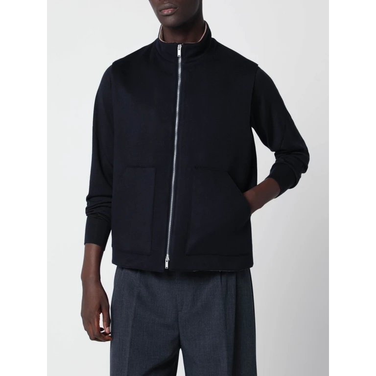 High-Neck Knitted Wool Gilet with Zip Closure (ACSPIKEACSP67642850)