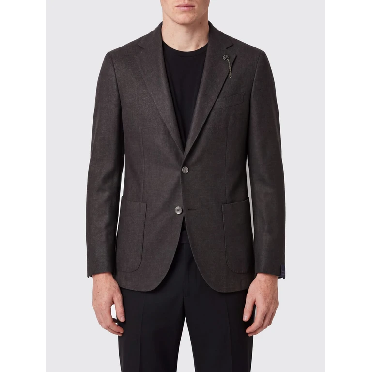 Classic Single-Breasted Blazer in Wool Blend with Patch Pockets (TL2938GL7297MFBTF58F)