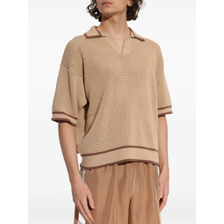 polo beige man embroidery logo