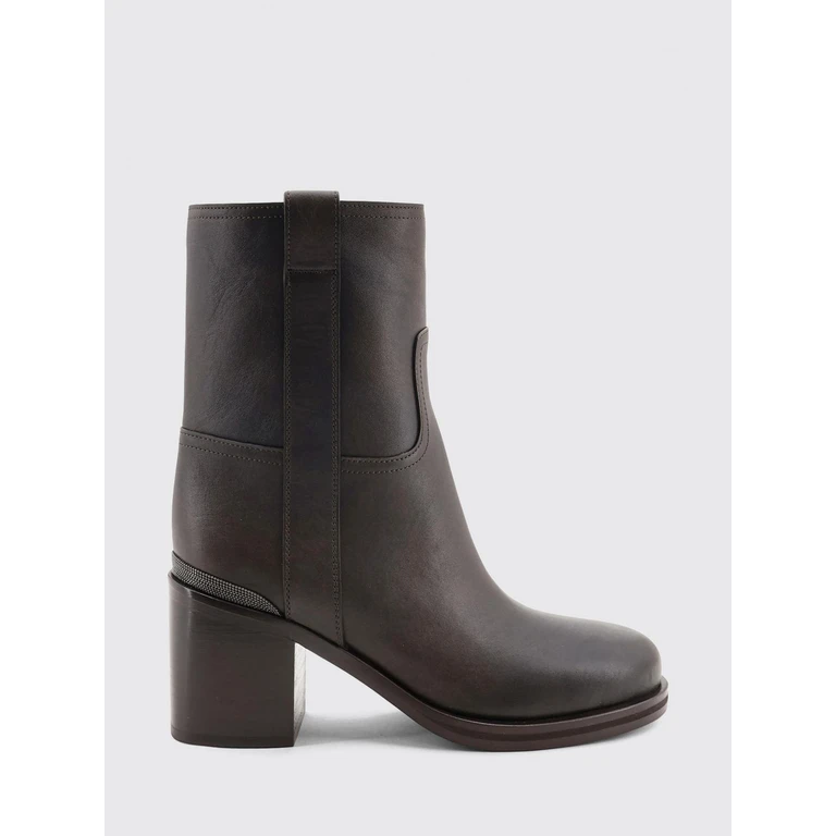 Leather Biker Boots with Monili and Medium Heel (MZSAC3358C8279)