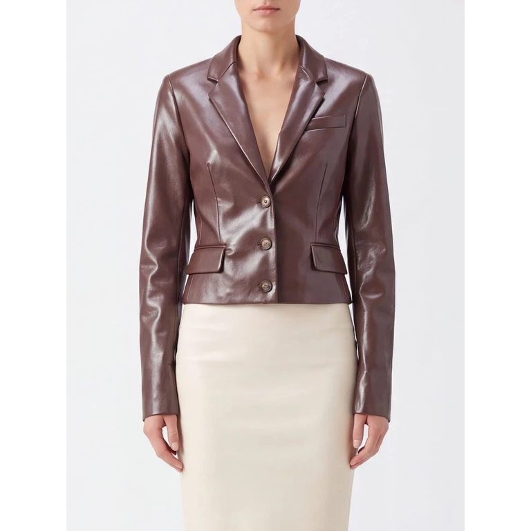 Slim Fit Single-Breasted Faux Leather Blazer (T203060ATNP152152)