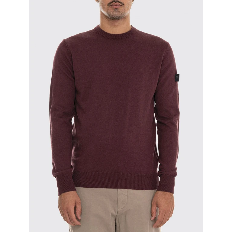 Crewneck Jumper in a cotton and wool blend with an applied logo (PEU596599012472402)