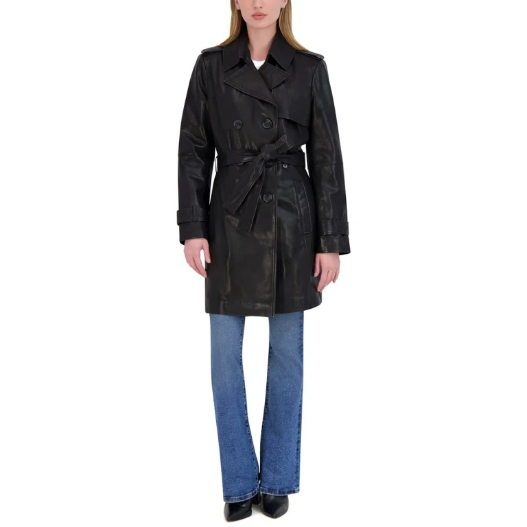 Natalie Medium Leather Trench Coat