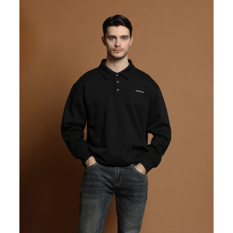 Black Regular Fit Casual Polo T Shirt
