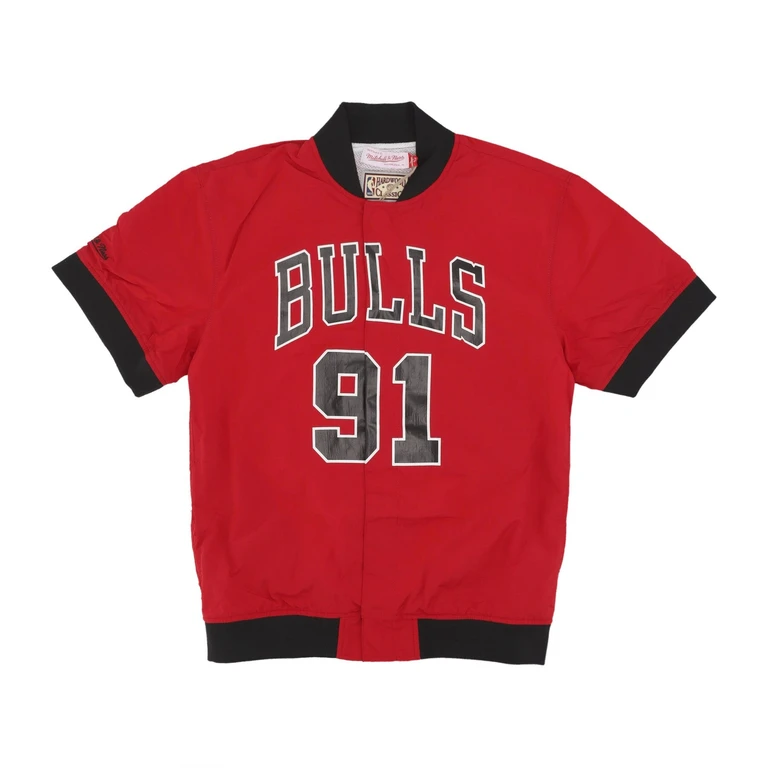 Men's NBA Off Court Warm Up Jacket No 91 Dennis Rodman Chibul Original Team Colors