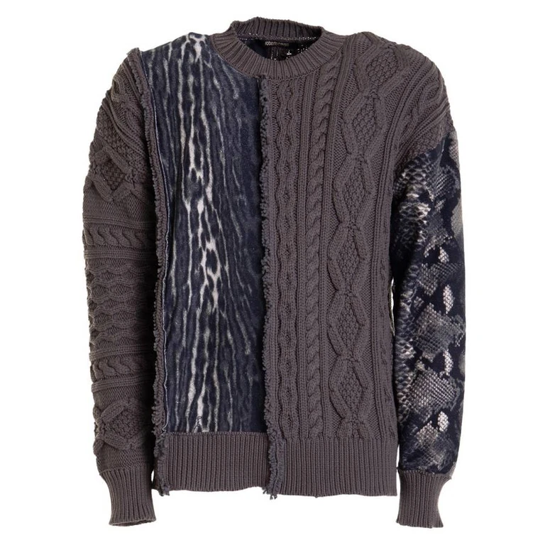 Patchwork Detail Crew Neck Jumper