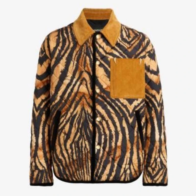 Tiger-Print Quilted Jacket