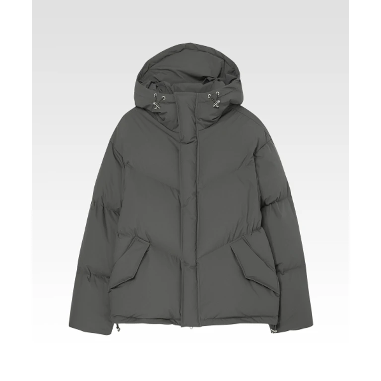 Shell Hoodie Puffer Down Jacket Gray