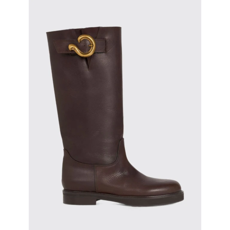 Calfskin Leather Knee-High Boots with Buckle Detail (WS4A0022AP11VM0021)