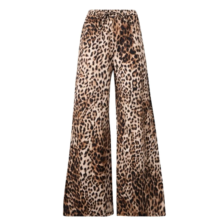 Women's trousers Moschino Jeans - Satin cotton trousers leopard - brown