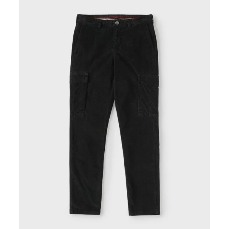 Black Slim Fit Three-Wale Corduroy Cargo Pants